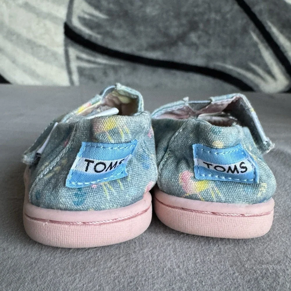 Size 3c - Tiny Toms Alpargata Multi Glimmer Stars Pink Slip On Shoes Toddler